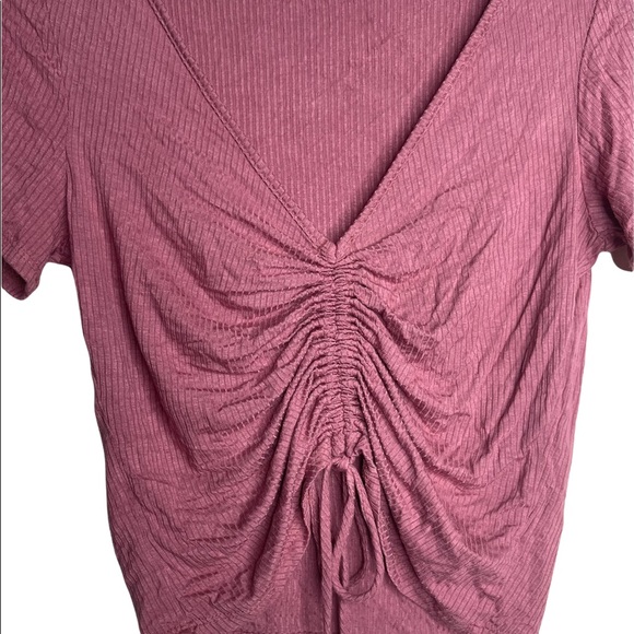Gaze Top Adjustable Gathered Front V neck Dusty Rose M - Picture 4 of 10